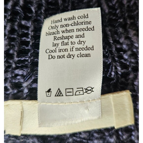 COLDWATER CREEK Knit Shawl Womens One Size Wrap Fringe Blue Poncho Boho Coverup - Picture 9 of 9